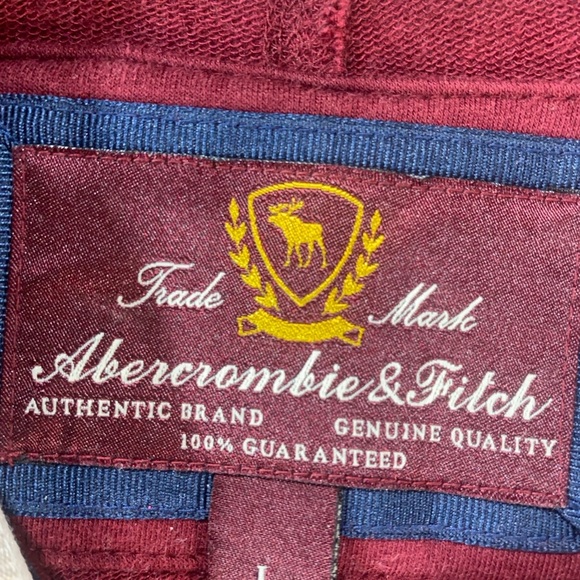 Vintage Abercrombie & Fitch Maroon Full Zip Hoodie Women’s L A&F Crest Y2K Style - Picture 7 of 11